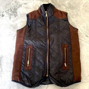 Navy and Brown suede vest for young girls. Size L/12